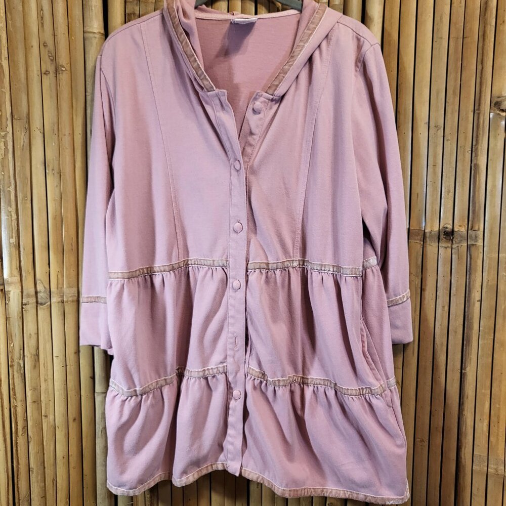 City Hearts Ruffle Jacket w/Pockets and Hood XL Dusty Pink